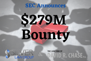 The SEC announced an award of $279 million to an individual for substantial assistance in an enforcement action. It’s the largest award in the history of the SEC’s Whistleblower program. The previous record for an award was made in October of 2020, when a whistleblower received $114 million.  While the whistleblower did not submit the original information that initiated the SEC investigation, the information provided, and assistance afforded, by the whistleblower “expanded the scope of misconduct charged," according to Creola Kelly, Chief of the SEC’s Office of the Whistleblower. Their continued involvement and assistance included numerous interviews and many written submissions that greatly assisted the SEC’s investigation.  Two additional whistleblowers were deemed ineligible. Their claims were denied after the SEC determined that neither one submitted information that led to or assisted in any successful enforcement of a covered action.  